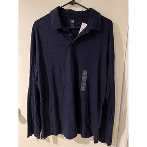 Gap Men’s Navy Blue Long Sleeve Polo Shirt